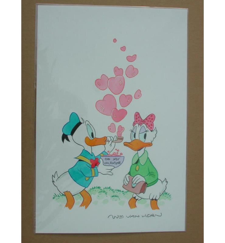 William Van Horn Donald and Daisy Duck Original Painting